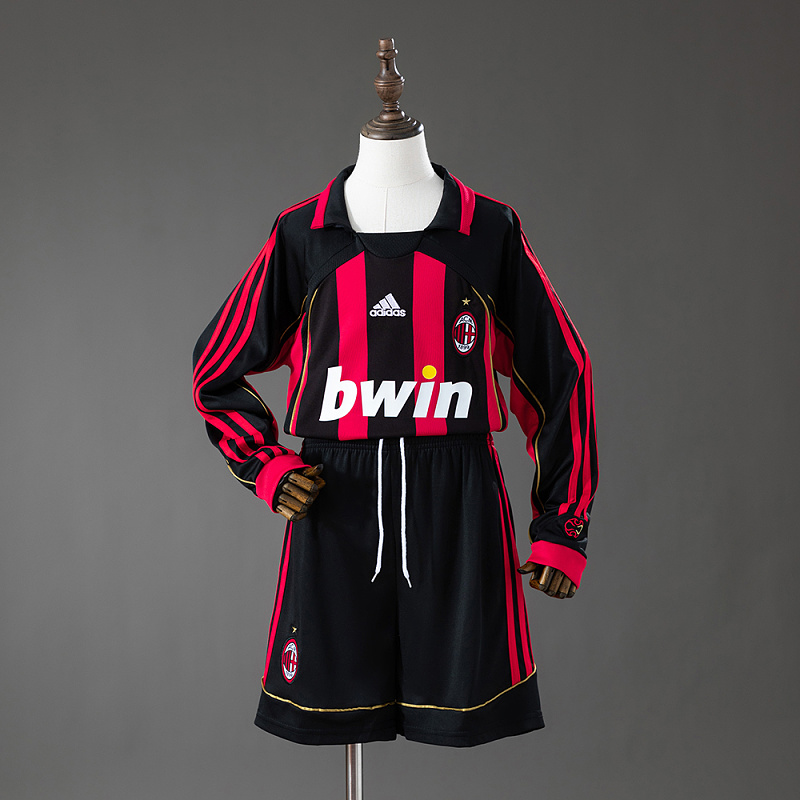 AC Milan 06/07 Home Retro Long Sleeve Kids Kit Jersey