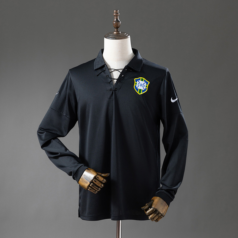 Brazil 2004 Special Edition Black Long Sleeve Retro Jersey