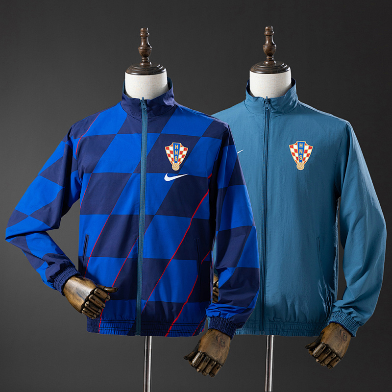 Croatian Reversible Jacket Windbreaker - Navy Blue & Sky Blue