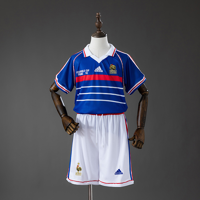 France 1998 Home Retro Kids Kit Jersey