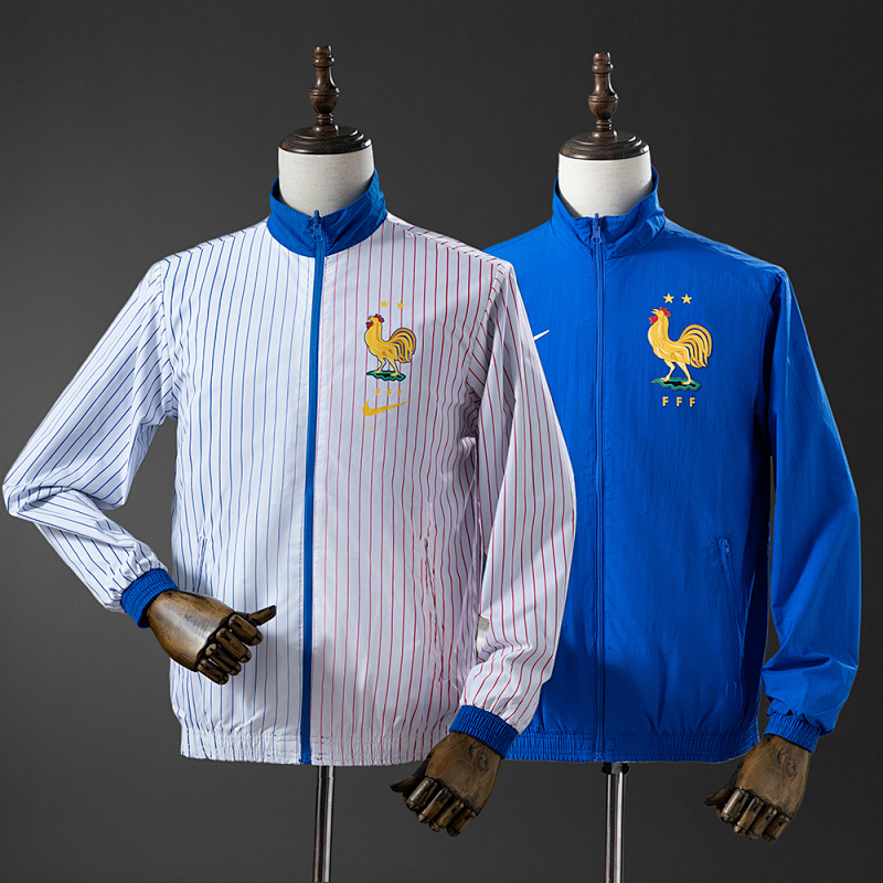 French Reversible Jacket Windbreaker - White & Blue