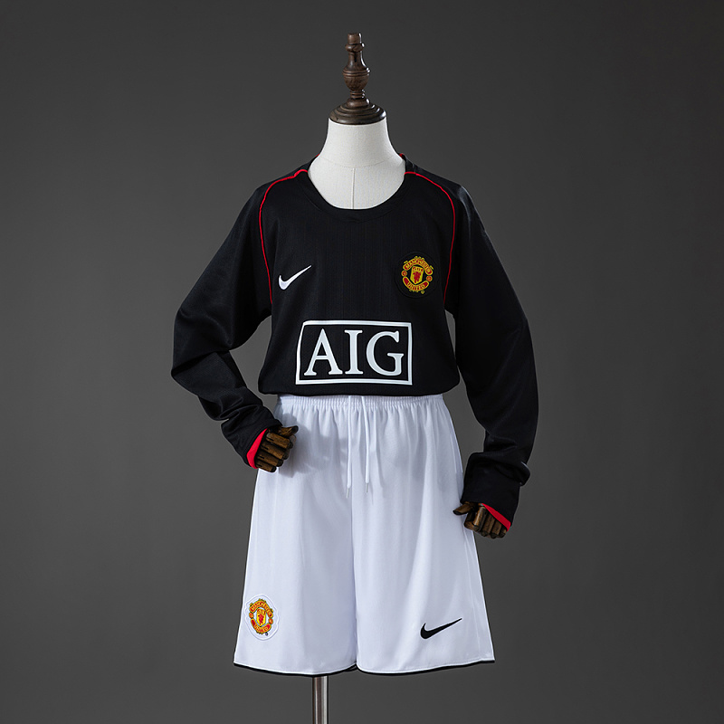 Manchester United 07/08 Away Retro Long Sleeve Kids Kit Jersey
