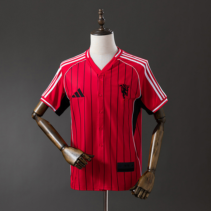 Manchester United 25/26 US Pack Full-Button Baseball Jersey Red