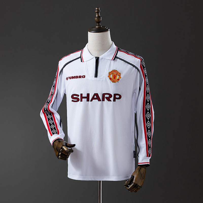 Manchester United 98/99 White Long Sleeve Retro Jersey