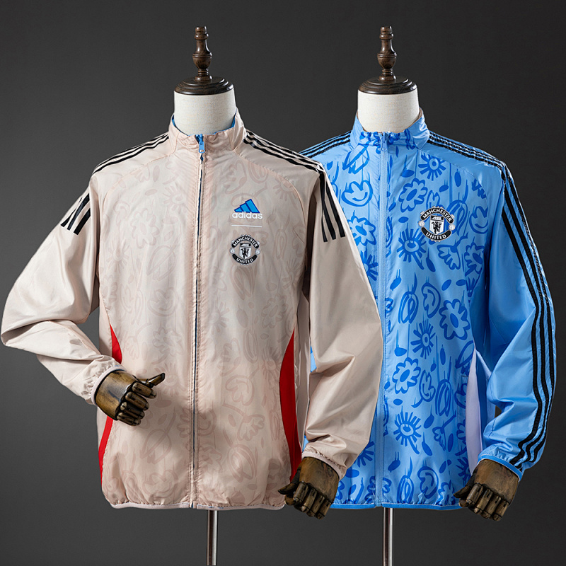 Manchester United Reversible Jacket Windbreaker - Beige&Blue