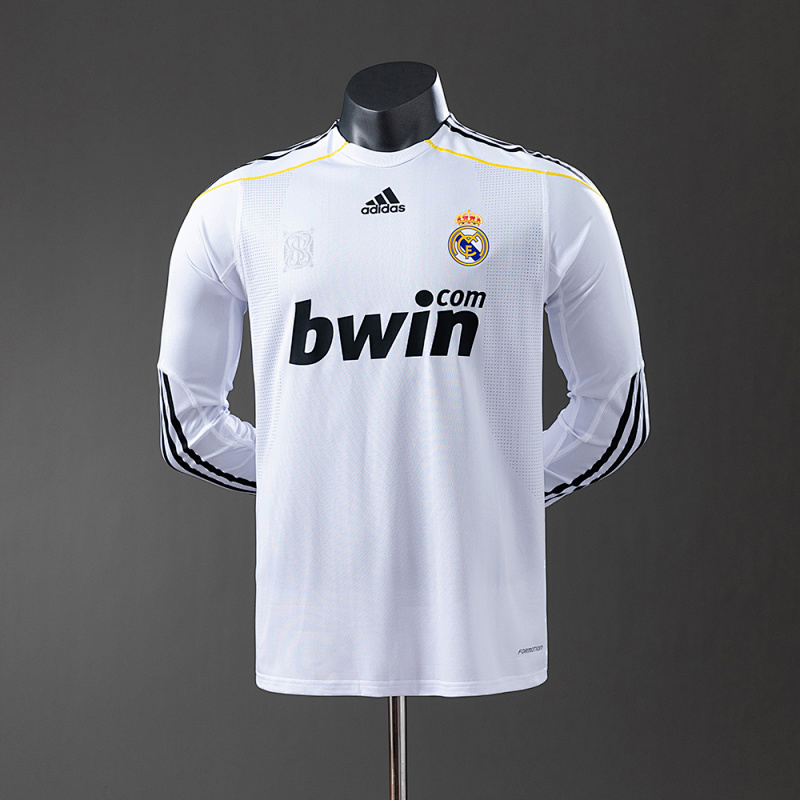 Real Madrid 0910 Home Long Sleeve Player Version Retro Jersey