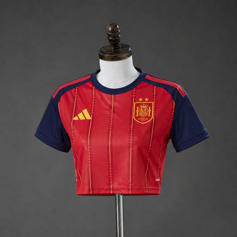 Spain 2026 Home 2-Star Champion Edition Womens Crop Jersey